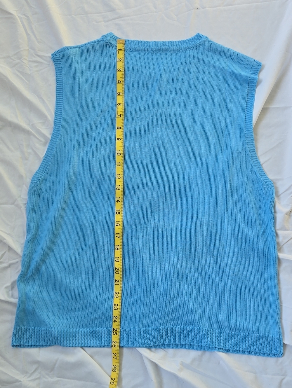 Men's Knit Sleeveless Sweater Sky Blue With A Portrait Of Van Gogh? Size Xl. - Picture 3 of 3